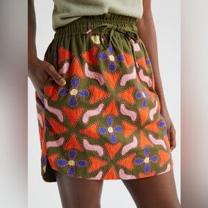 Anthropologie Maeve Embroidered Mini Skirt size small